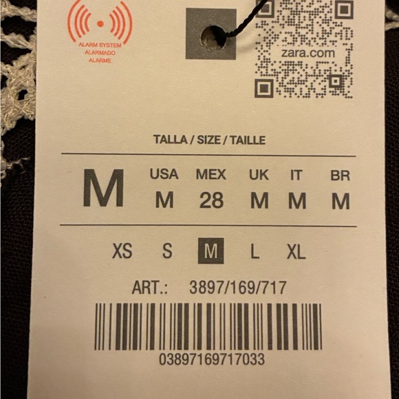 NWT. Zara Chocolate Viscose Embroidered Strappy Midi Dress. Size M. - Picture 10 of 13